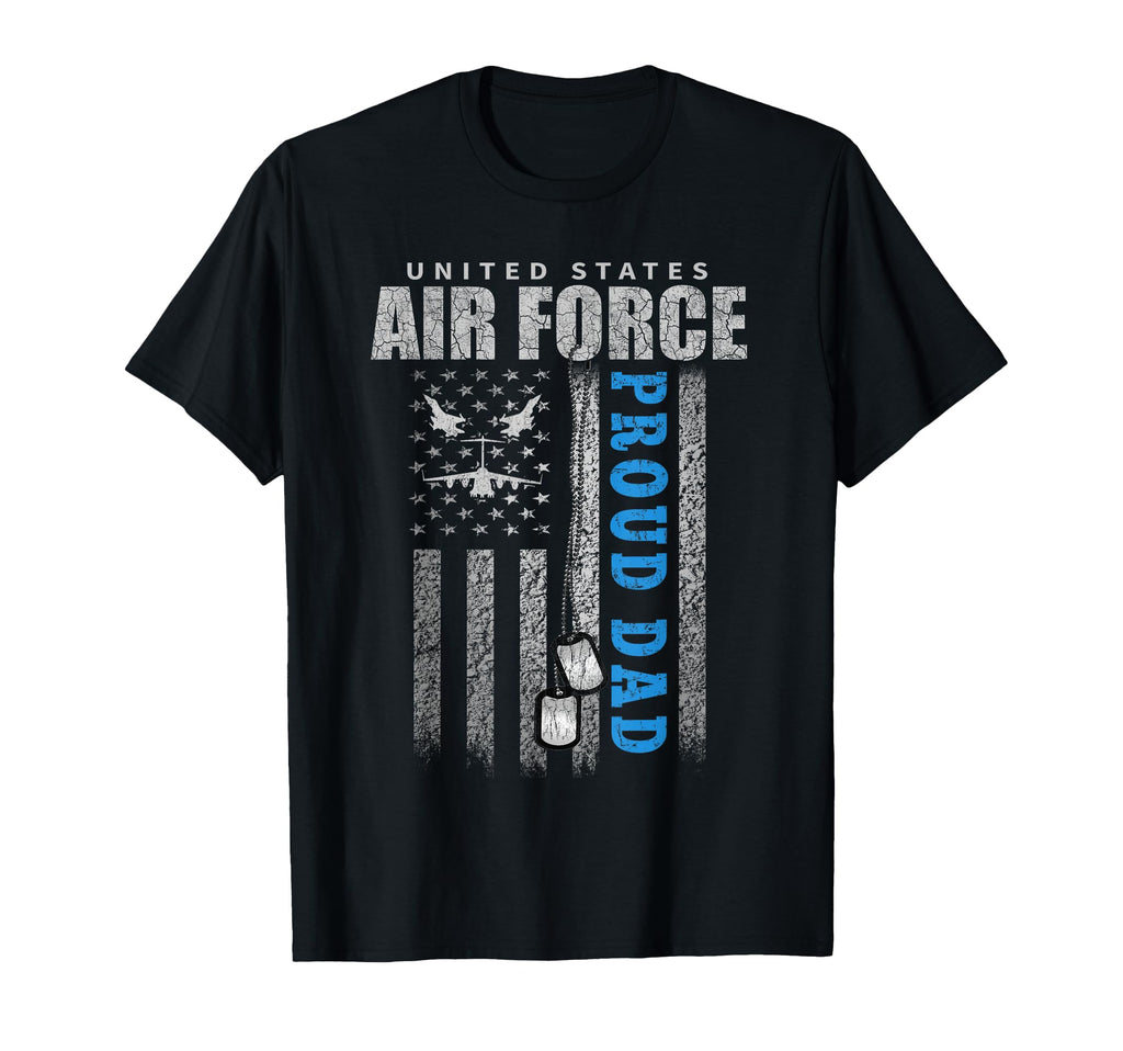 Proud Air Force Dad Us Air Force Usa Flag T-Shirt - Unique Graphic Unisex - T-Shirt, Sweatshirt, Hoodie