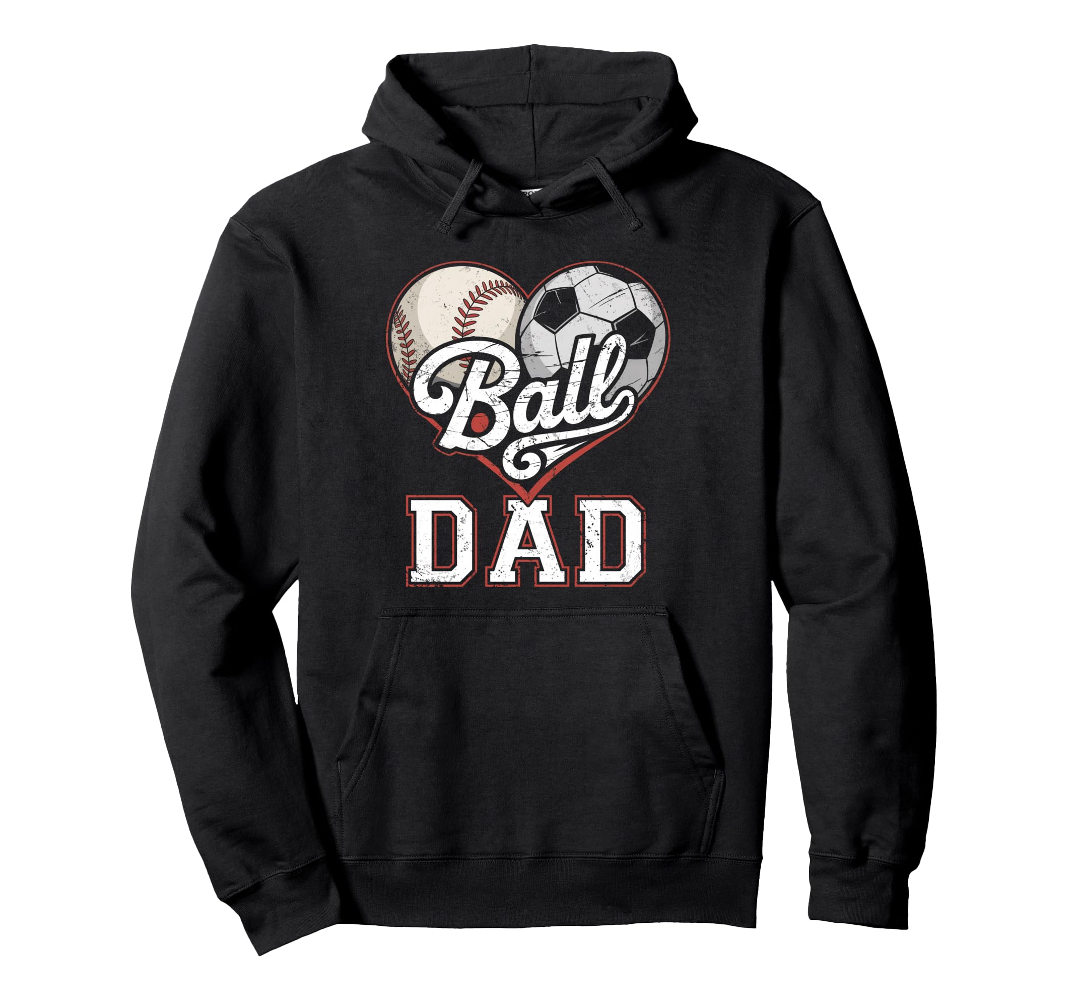 Ball Dad Baseball Soccer Heart Mom Hoodie - Minimalist Print for Adults - T-Shirt, Sweatshirt, Hoodie
