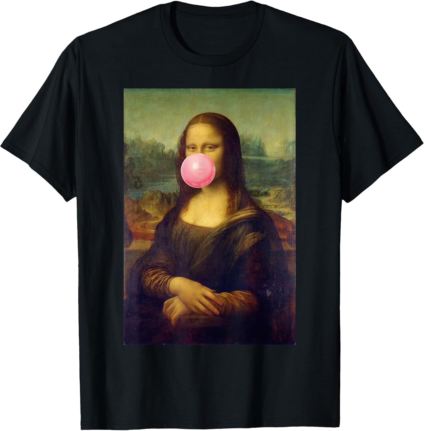 Pink Bubble Gum Mona Lisa Pop Art Da Vinci - Adult & Kids T-Shirts, Sweatshirts & Hoodies apparel design preview 1