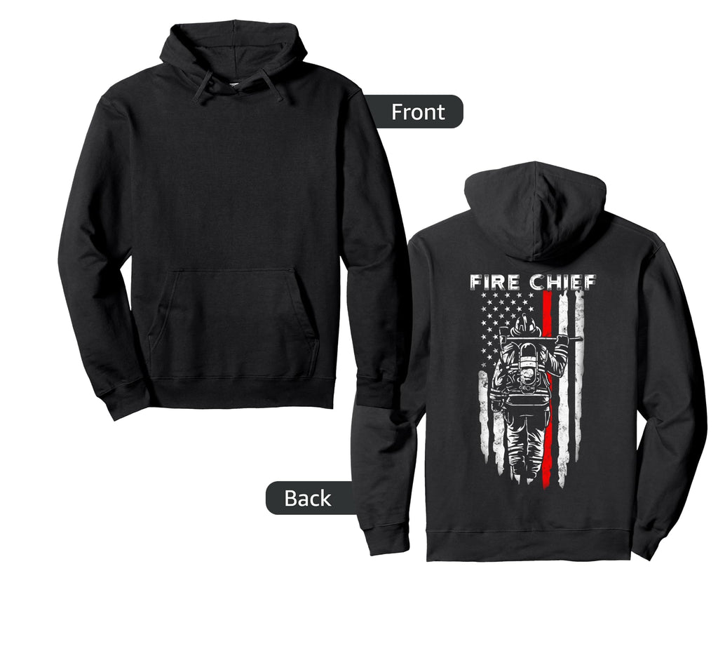 Fire Chief American Flag Gifts Fire Hoodie - Novelty Apparel for Adults - T-Shirt, Sweatshirt, Hoodie