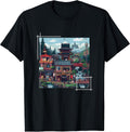 Japanese Pixel Art Village Retro Gaming Style - Adult & Kids T-Shirts, Sweatshirts & Hoodies apparel design preview 1