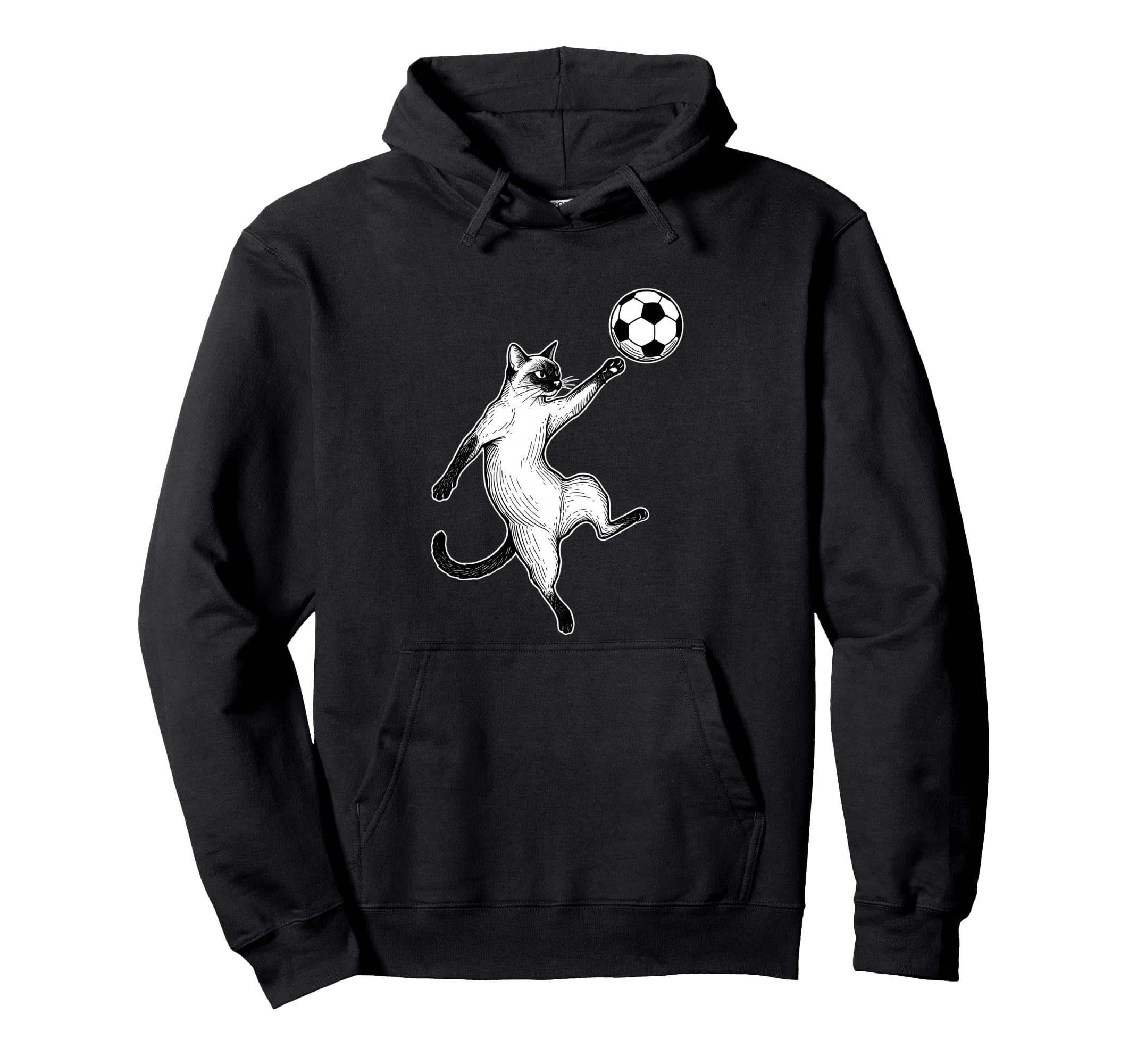 Soccer Siamese Cat Playing Ball Hoodie - Aesthetic Graphic for Adults - T-Shirt, Sweatshirt, Hoodie