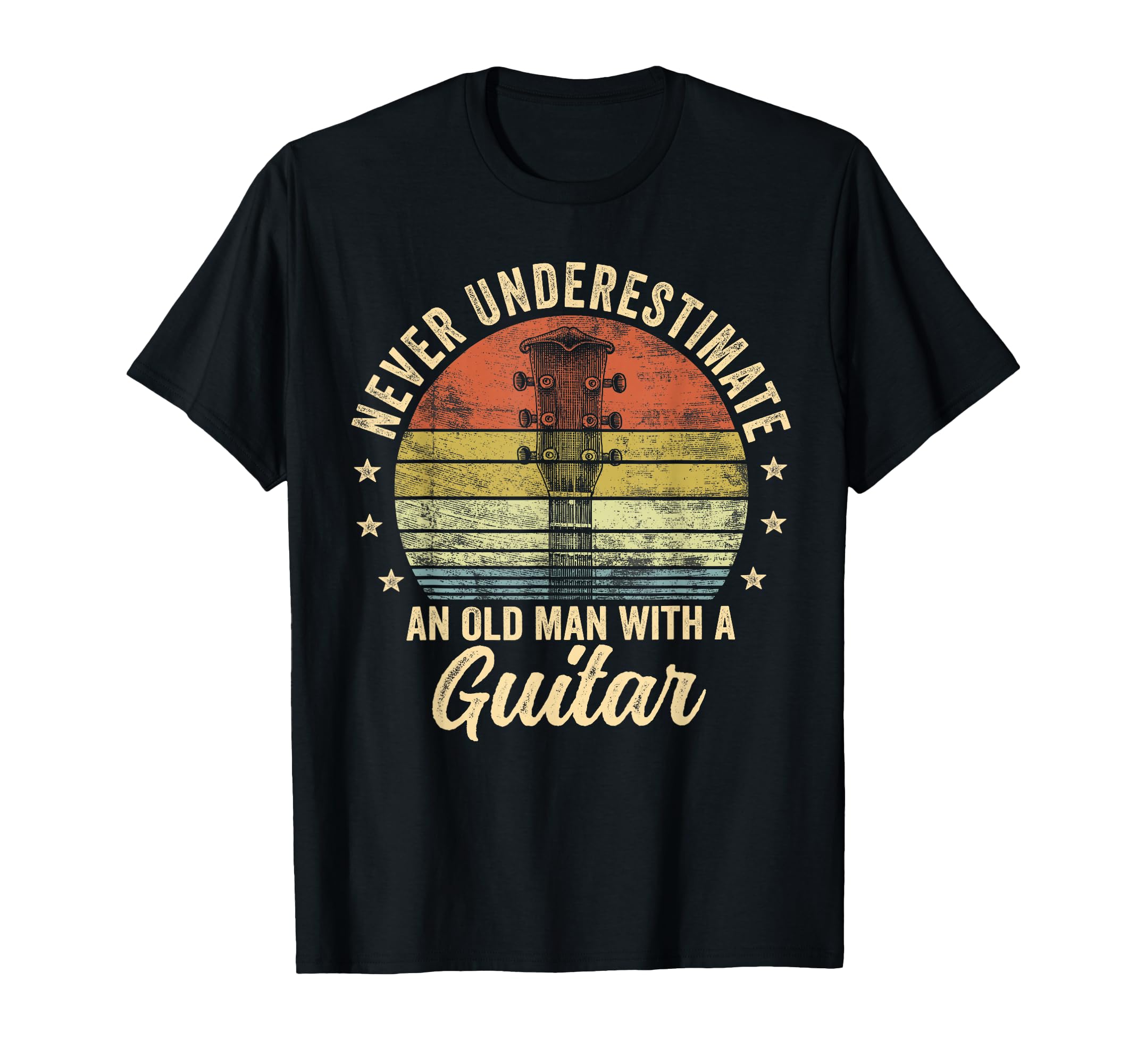 Never Underestimate Old Guitar Player T-Shirt - Minimalist Print Unisex - T-Shirt, Sweatshirt, Hoodie