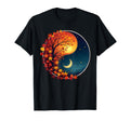 Celestial Sun Moon Fall Leaf Autumn T-Shirt - Unique Graphic Men Women - T-Shirt, Sweatshirt, Hoodie