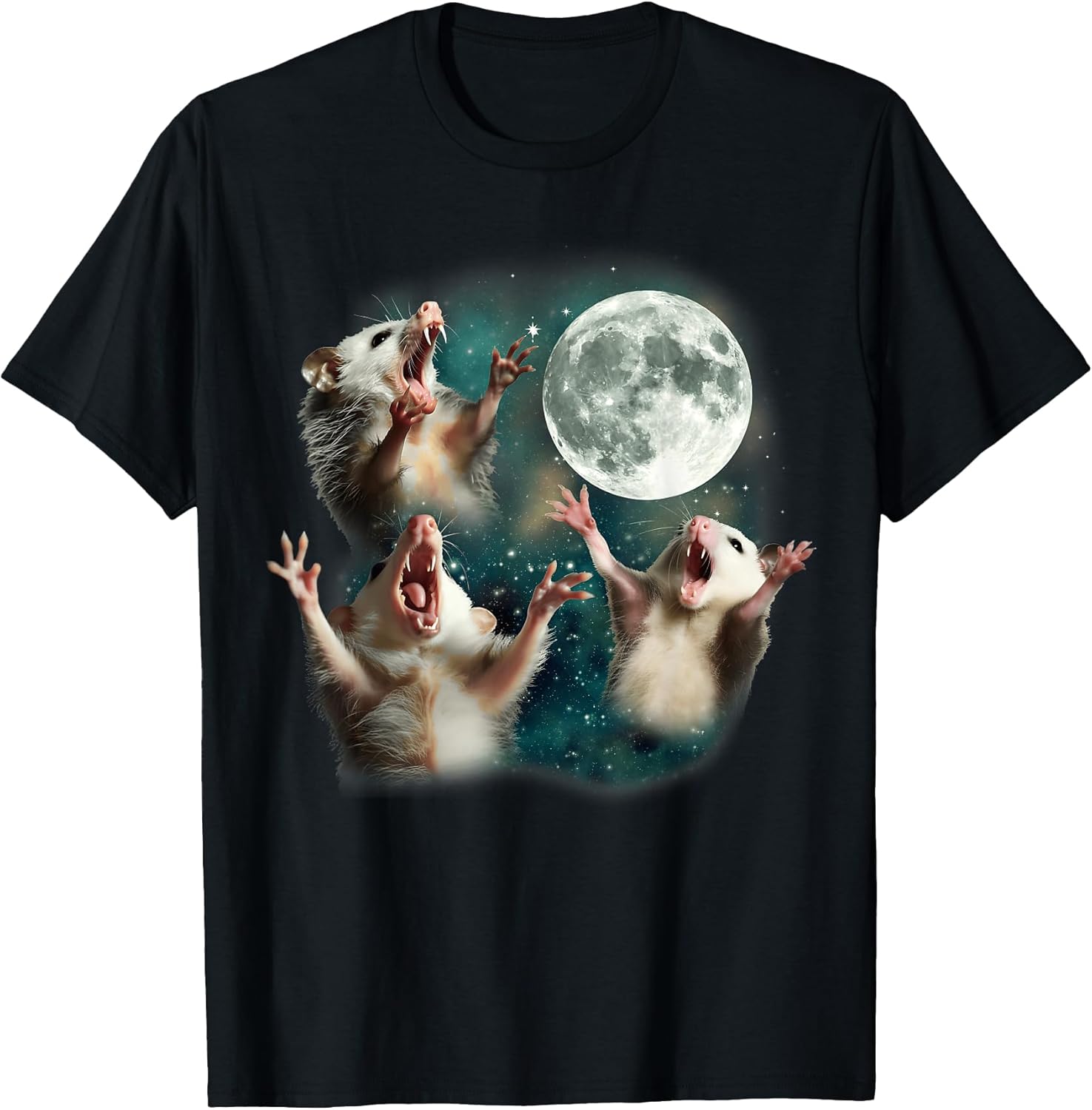 Three Possum Moon 3 Opossum Funny Weird Cursed Meme - Adult & Kids T-Shirts, Sweatshirts & Hoodies apparel design preview 1