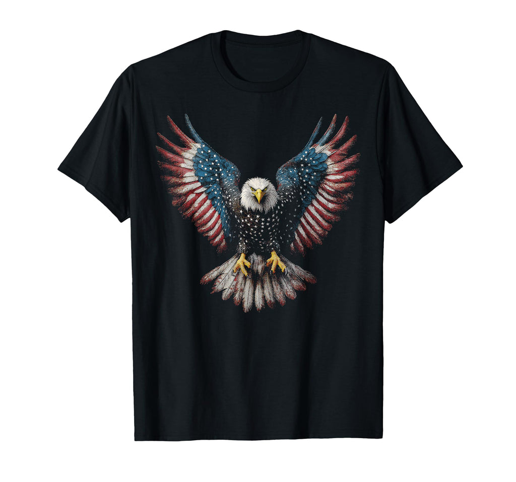 American Flag Bald Eagle 4Th July Usa T-Shirt - Novelty Apparel Men Women - T-Shirt, Sweatshirt, Hoodie