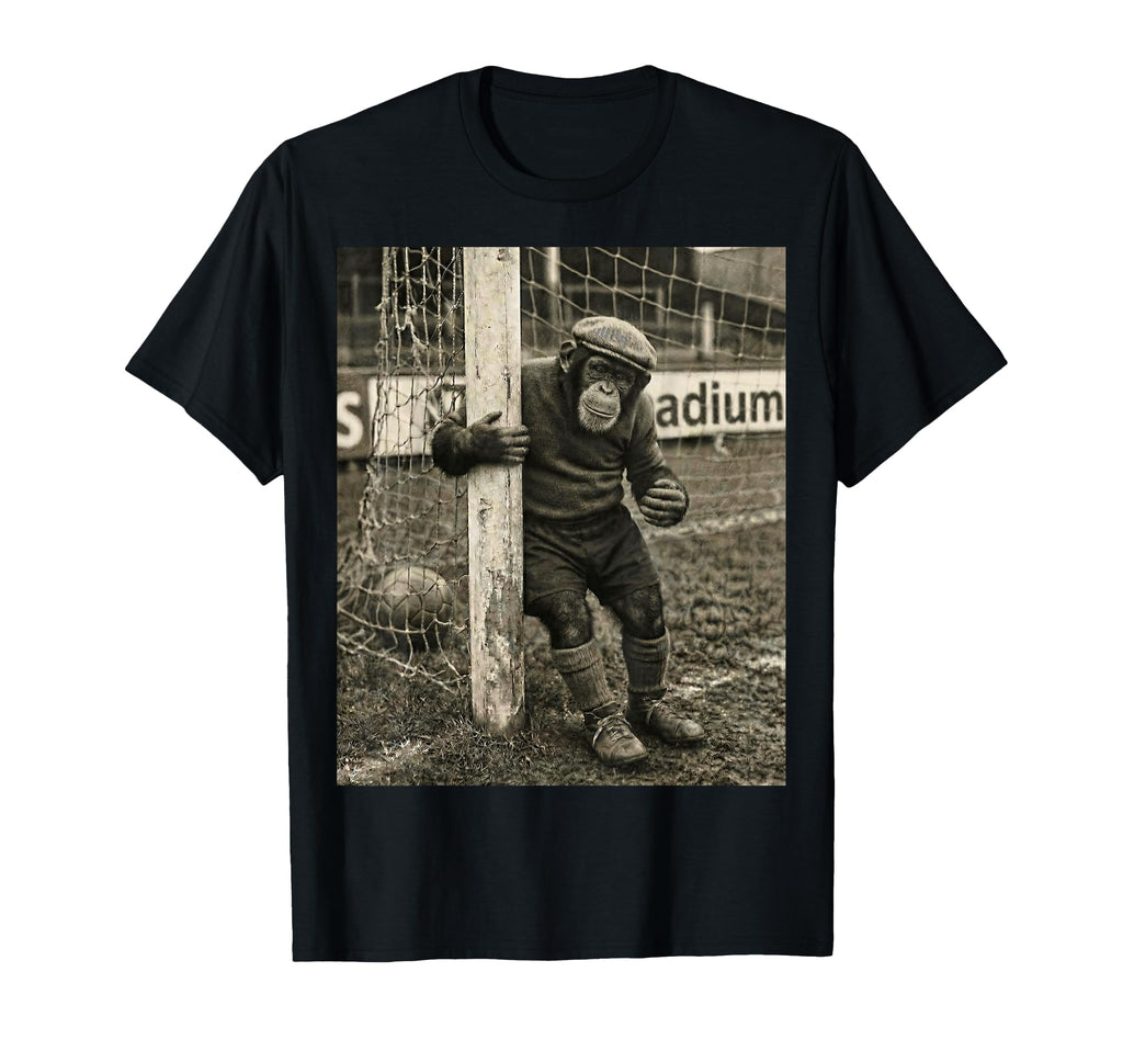 Chimp Player Goalpost Lazy Soccer T-Shirt - Minimalist Print for Adults - T-Shirt, Sweatshirt, Hoodie