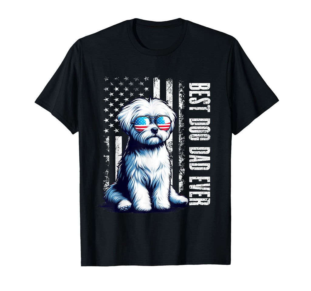 Best Dog Dad Ever Maltese Dog America T-Shirt - Graphic Print for Adults - T-Shirt, Sweatshirt, Hoodie