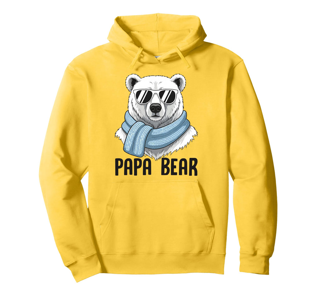 Papa Bear Dad Polar Bear Scarf Sunglasses Hoodie - Minimalist Print Unisex - T-Shirt, Sweatshirt, Hoodie