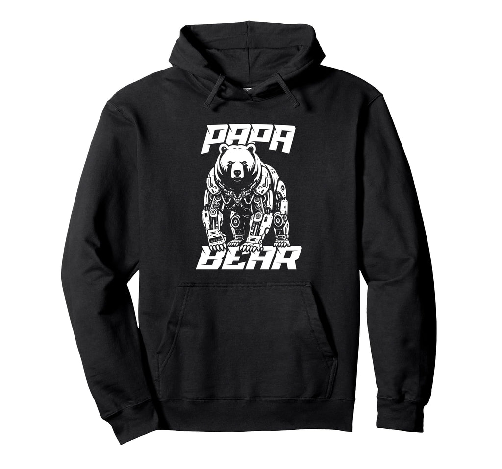 Papa Bear Mechanical Robot Sci Fi Hoodie - Minimalist Print for Adults - T-Shirt, Sweatshirt, Hoodie
