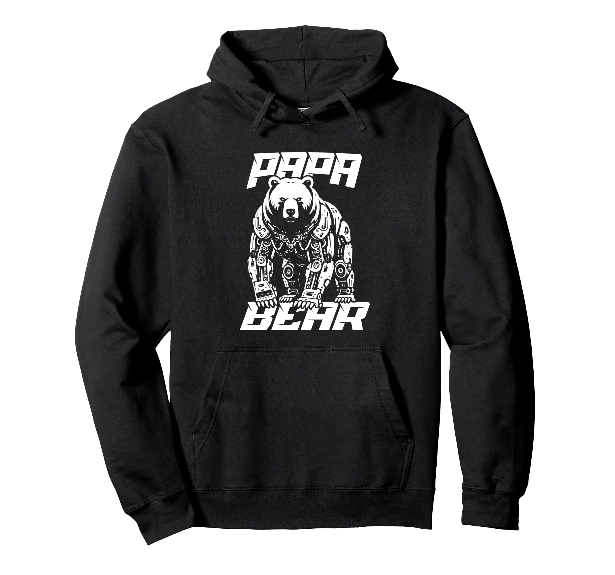 Papa Bear Mechanical Robot Sci Fi Hoodie - Minimalist Print for Adults - T-Shirt, Sweatshirt, Hoodie