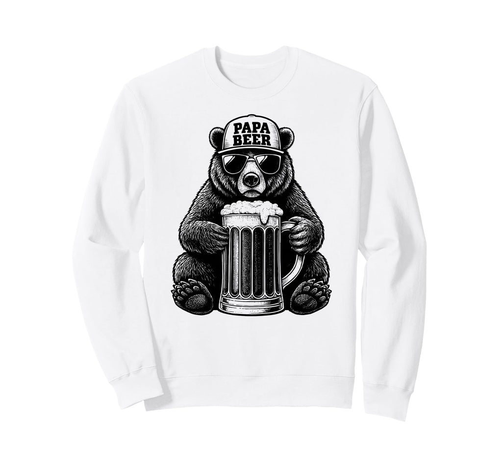 Papa Beer Funny Dad Bear Drinking Sweatshirt - Unique Graphic Unisex - T-Shirt, Sweatshirt, Hoodie