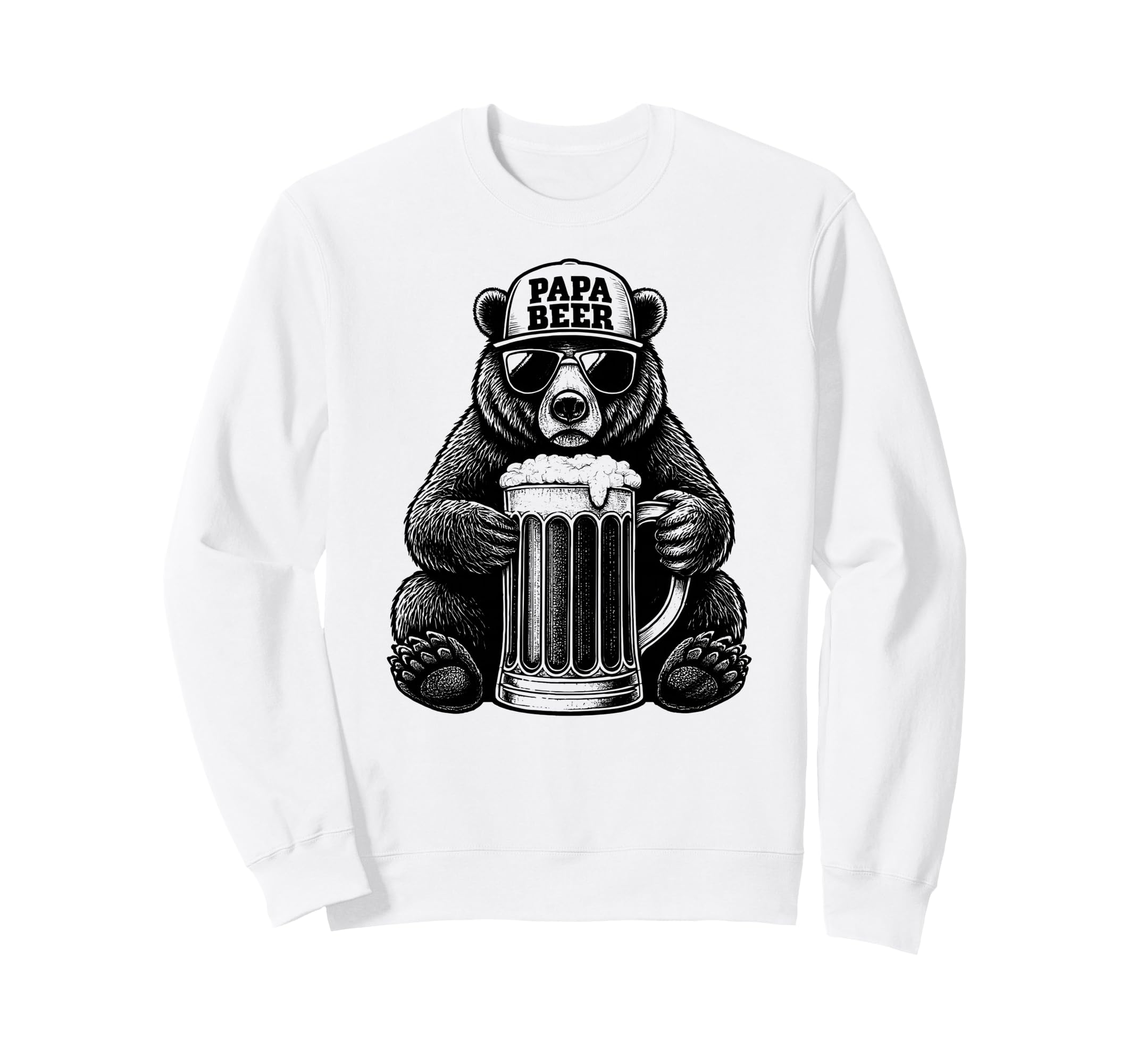 Papa Beer Funny Dad Bear Drinking Sweatshirt - Unique Graphic Unisex - T-Shirt, Sweatshirt, Hoodie