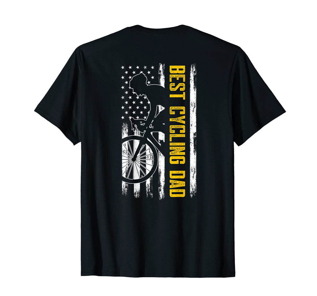Mens Best Cycling Dad Us Flag Cyclist T-Shirt - Unique Graphic Unisex - T-Shirt, Sweatshirt, Hoodie