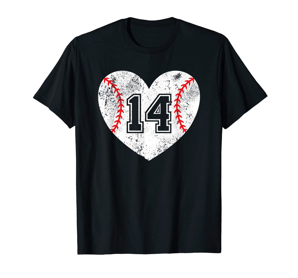 Baseball Heart Player 14 Baseball Mom T-Shirt - Graphic Print Men Women - T-Shirt, Sweatshirt, Hoodie