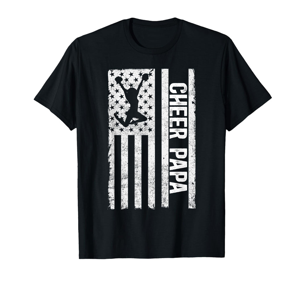 Cheer Papa Cheerleader Papa Us Flag T-Shirt - Trendy Graphic Unisex - T-Shirt, Sweatshirt, Hoodie