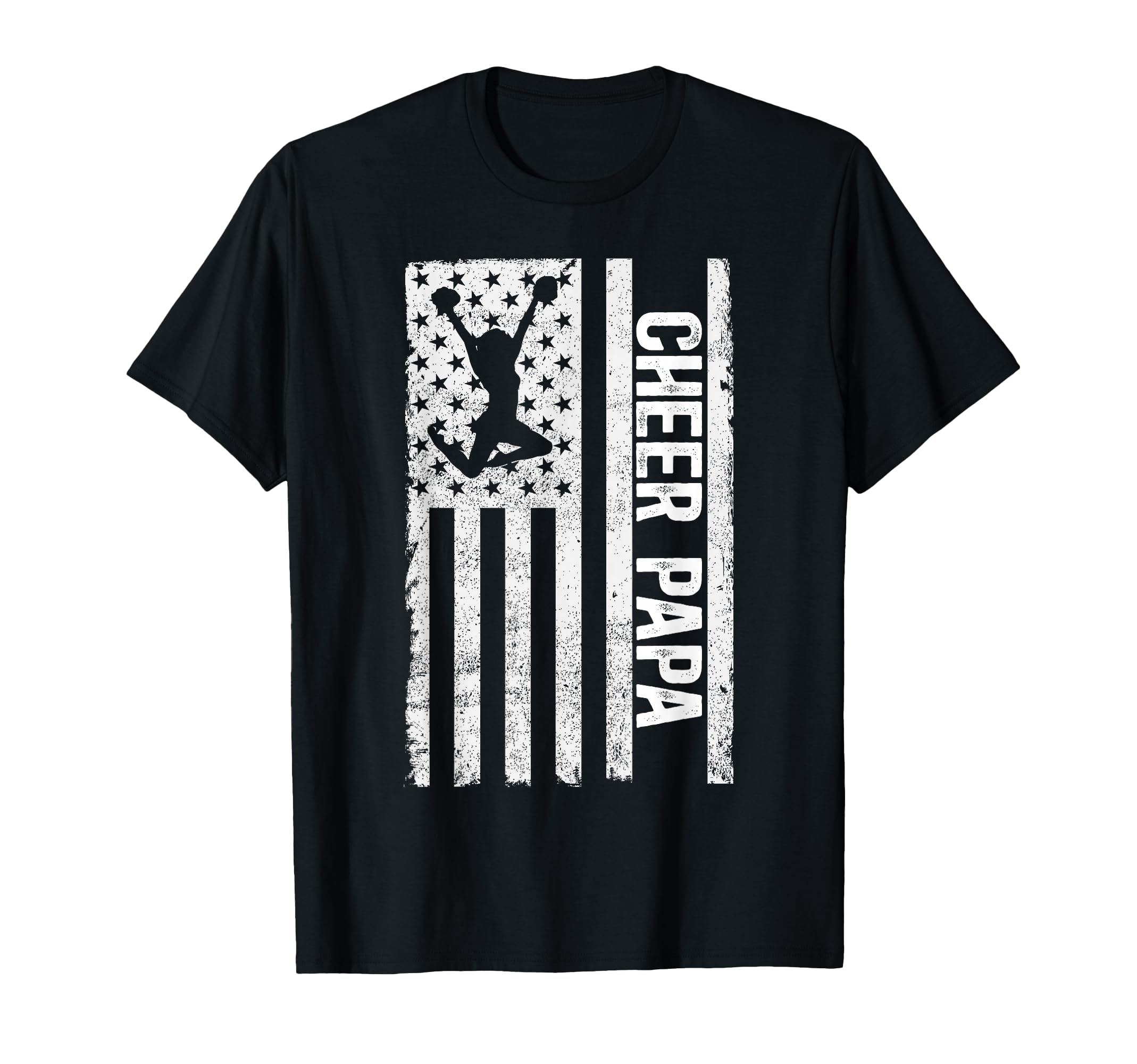 Cheer Papa Cheerleader Papa Us Flag T-Shirt - Trendy Graphic Unisex - T-Shirt, Sweatshirt, Hoodie