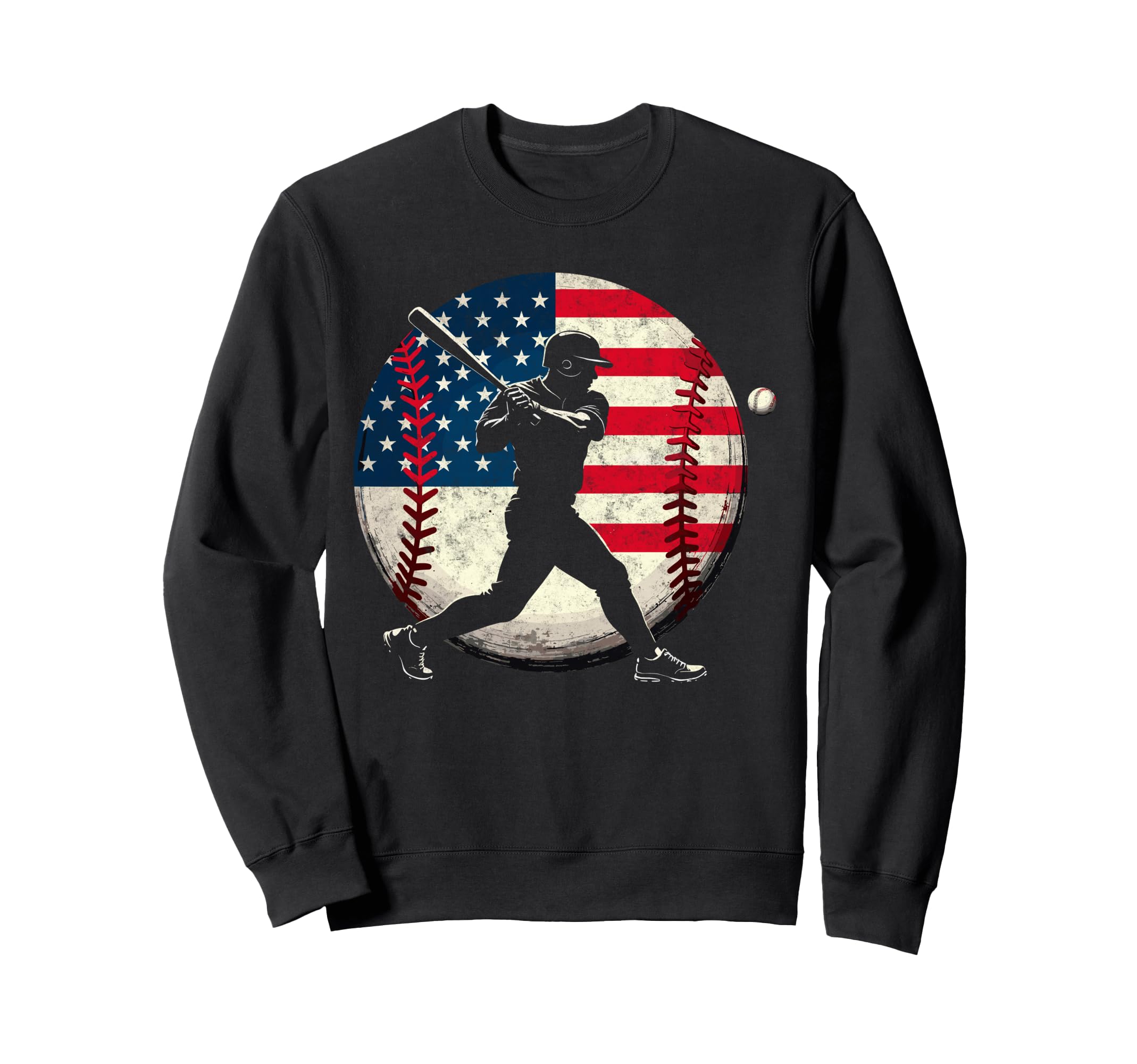 Baseball Us Flag Baseball Lover Dad Sweatshirt - Graphic Print for Adults - T-Shirt, Sweatshirt, Hoodie