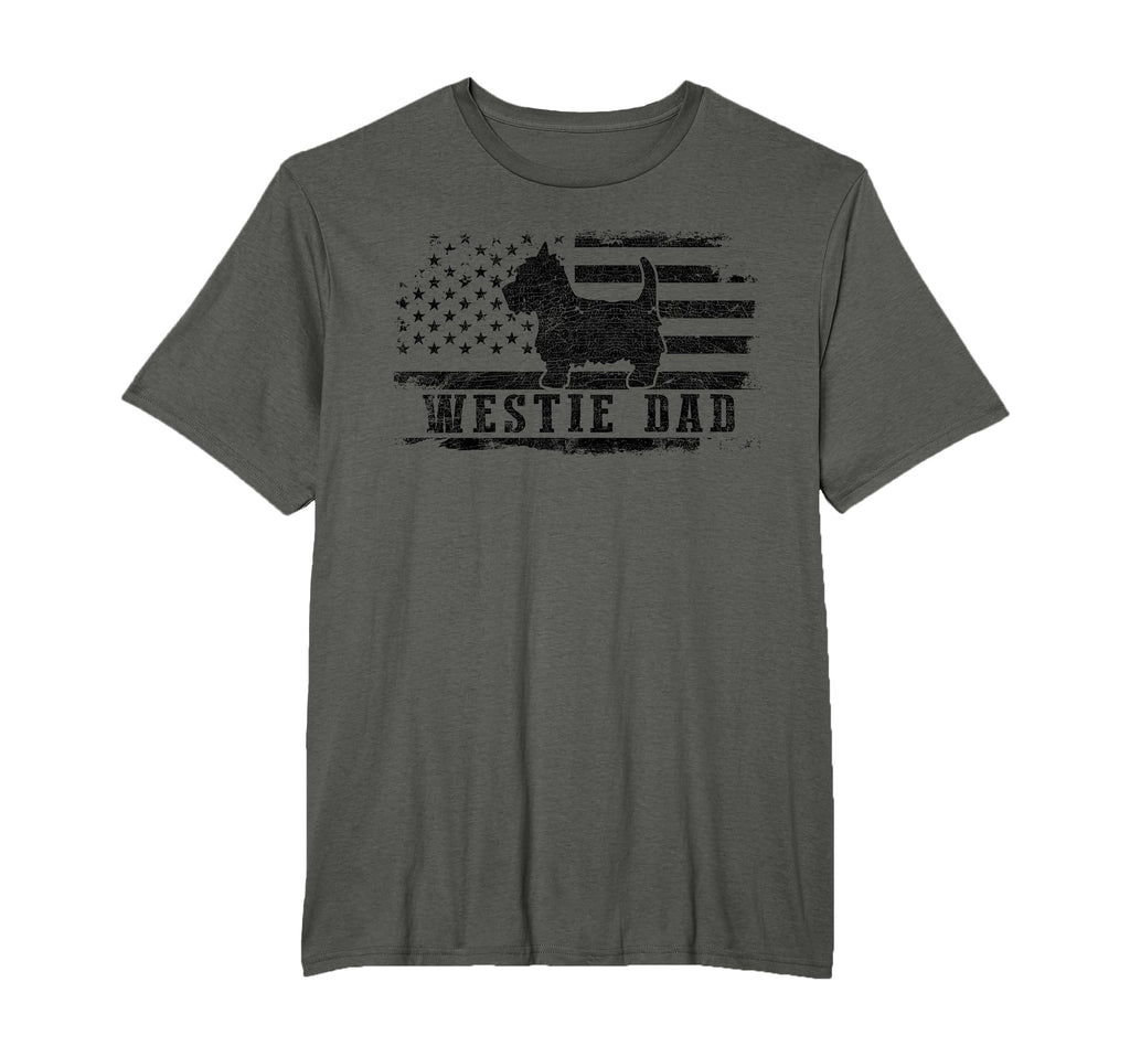 Westie Dad Distressed American Flag T-Shirt - Minimalist Print for Adults - T-Shirt, Sweatshirt, Hoodie