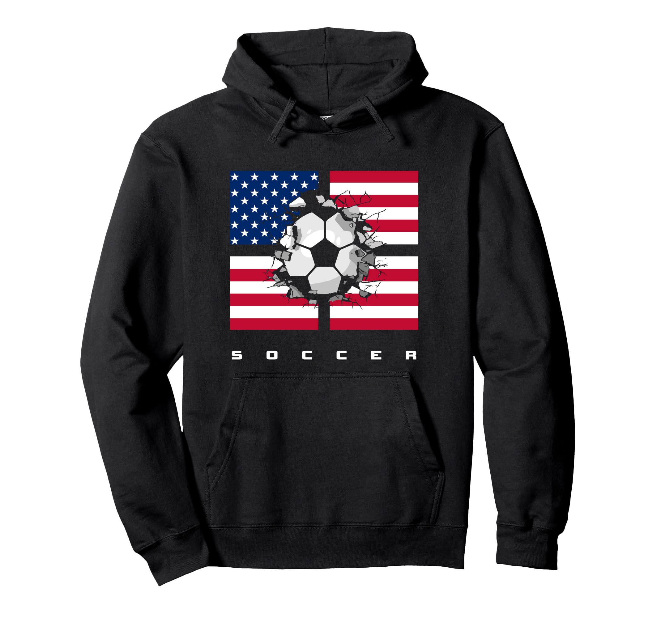 American Flag Soccer Soccer Hoodie - Fun Novelty Design for Adults - T-Shirt, Sweatshirt, Hoodie