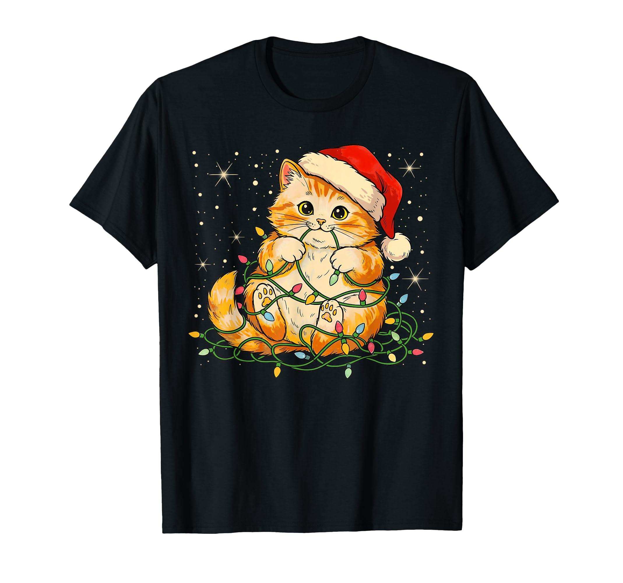 Cat Lights Santa Hat Cats Lover Pet T-Shirt - Streetwear Style for Adults - T-Shirt, Sweatshirt, Hoodie