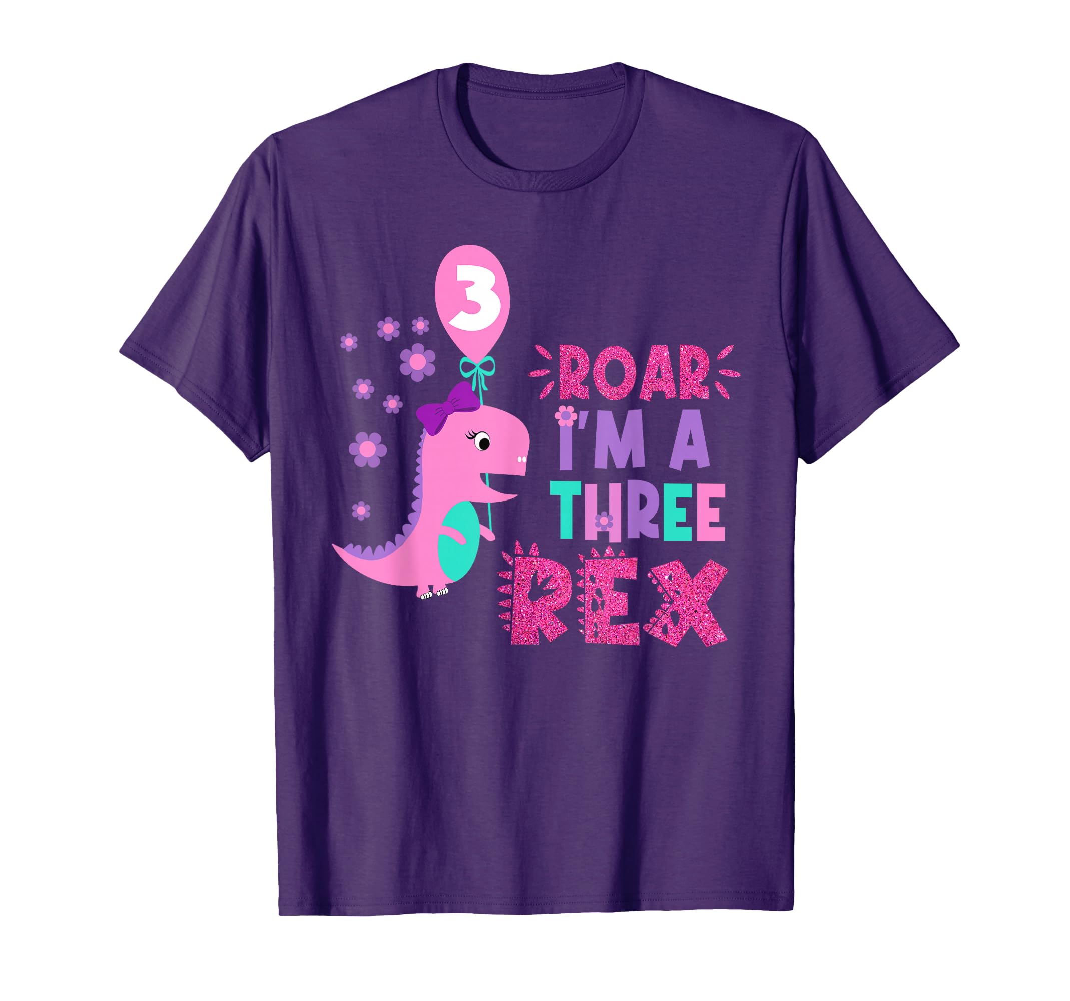 Roar Im Three Rex Birthday Dinosaur T-Shirt - Custom Art Print Unisex - T-Shirt, Sweatshirt, Hoodie