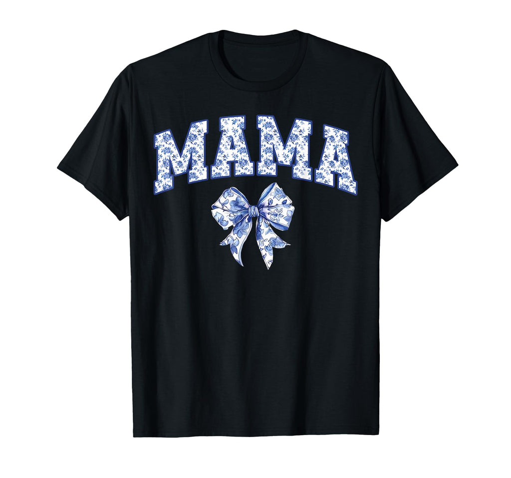 Mama Coquette Toile Blue Bow Floral Family T-Shirt - Trendy Graphic Unisex - T-Shirt, Sweatshirt, Hoodie