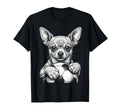 Dog Holding Ball Line Art Fans Chihuahua T-Shirt - Unique Graphic Unisex - T-Shirt, Sweatshirt, Hoodie