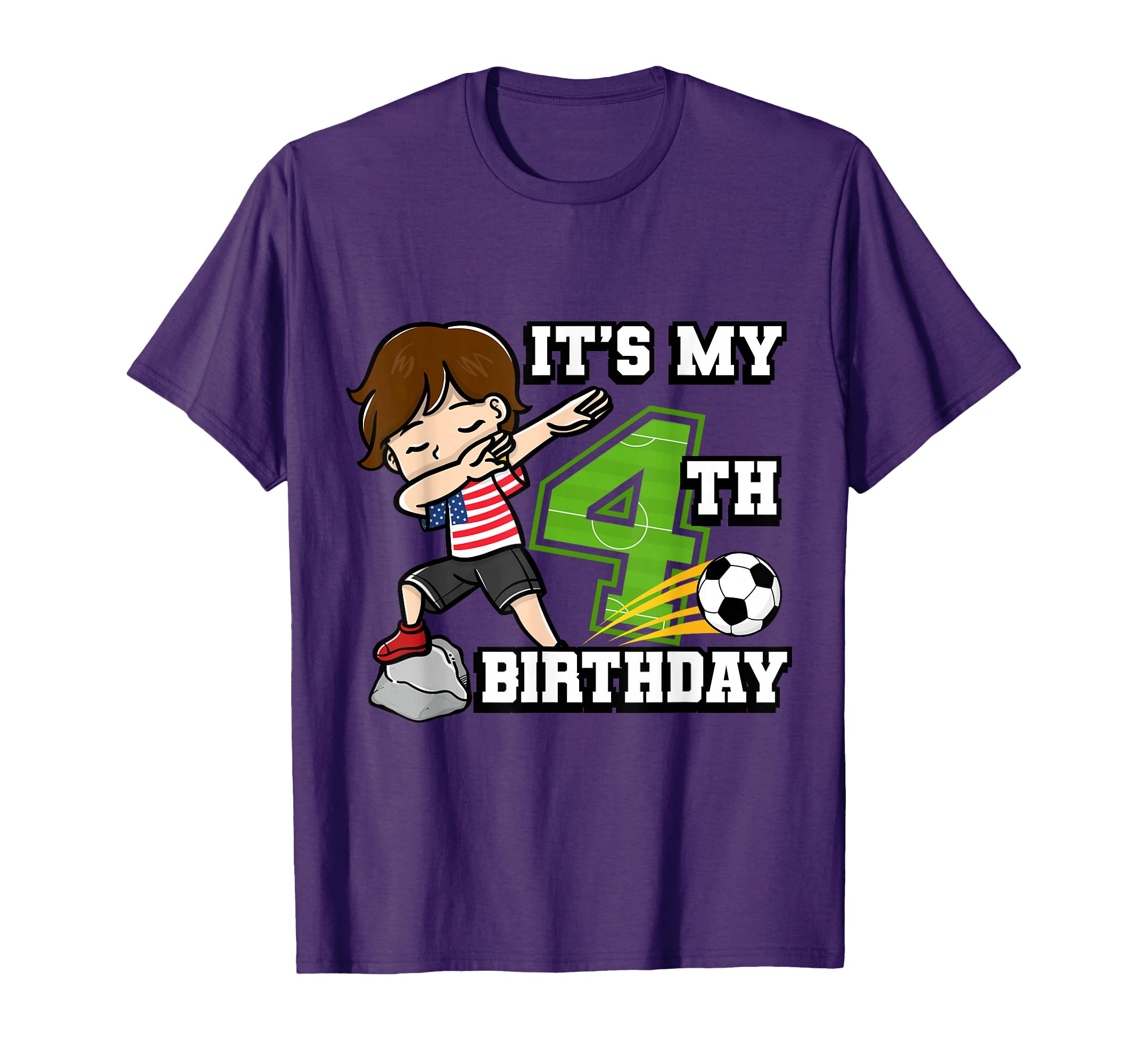 Soccer Its My 4Th Birthday American Flag T-Shirt - Novelty Apparel Unisex - T-Shirt, Sweatshirt, Hoodie