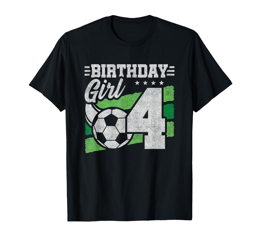 Soccer Birthday Party 4 Year Old 4Th T-Shirt - Unique Graphic Unisex - T-Shirt, Sweatshirt, Hoodie