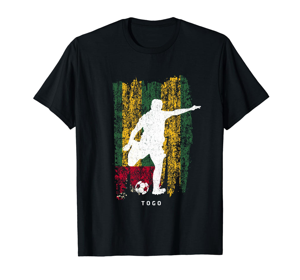 Togo Flag Soccer Player Silhouette T-Shirt - Graphic Print Men Women - T-Shirt, Sweatshirt, Hoodie