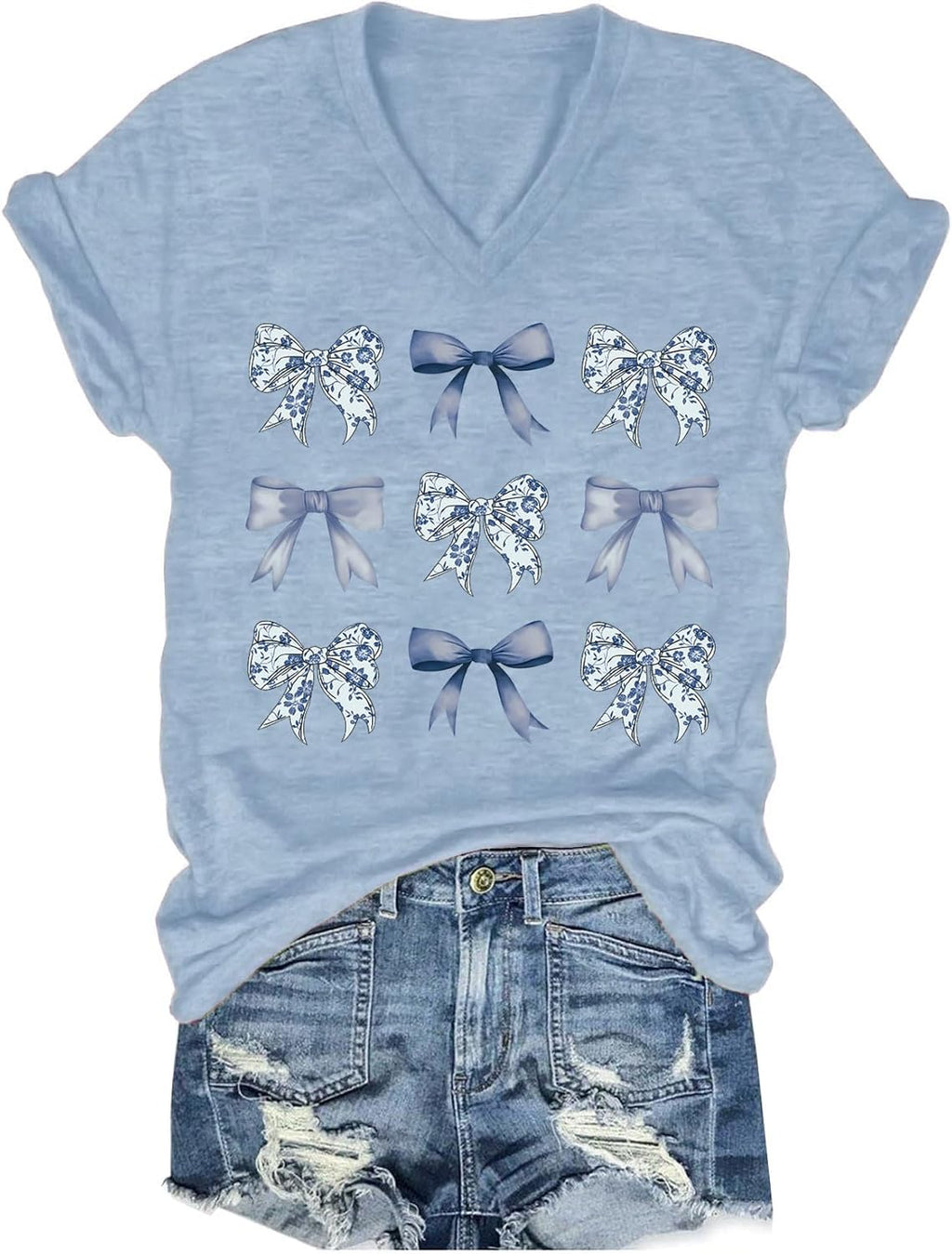 Womens V-Neck Flower Graphic Summer Fashion Boho Tops - Adult & Kids T-Shirts, Sweatshirts & Hoodies apparel design preview 1