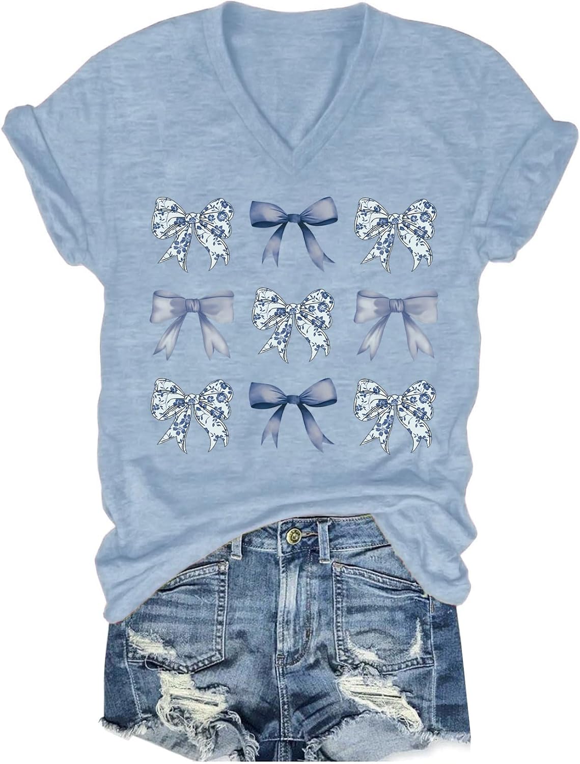Womens V-Neck Flower Graphic Summer Fashion Boho Tops - Adult & Kids T-Shirts, Sweatshirts & Hoodies apparel design preview 1