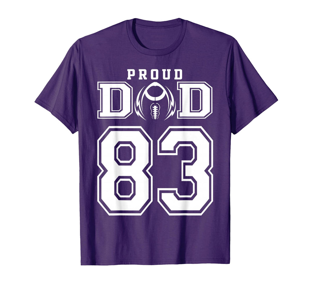 Custom Proud Football Dad Number 83 T-Shirt - Streetwear Style for Adults - T-Shirt, Sweatshirt, Hoodie