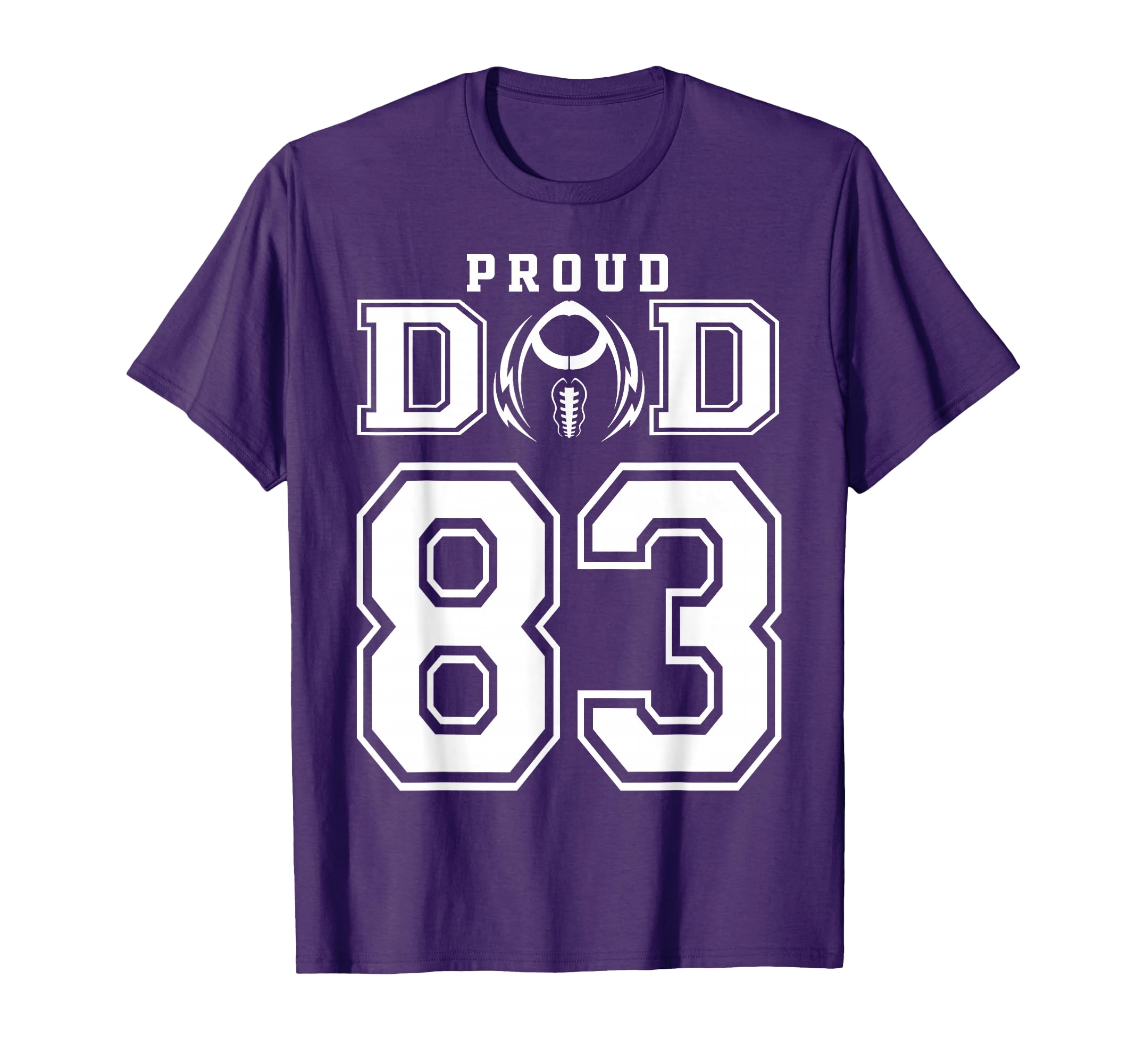 Custom Proud Football Dad Number 83 T-Shirt - Streetwear Style for Adults - T-Shirt, Sweatshirt, Hoodie