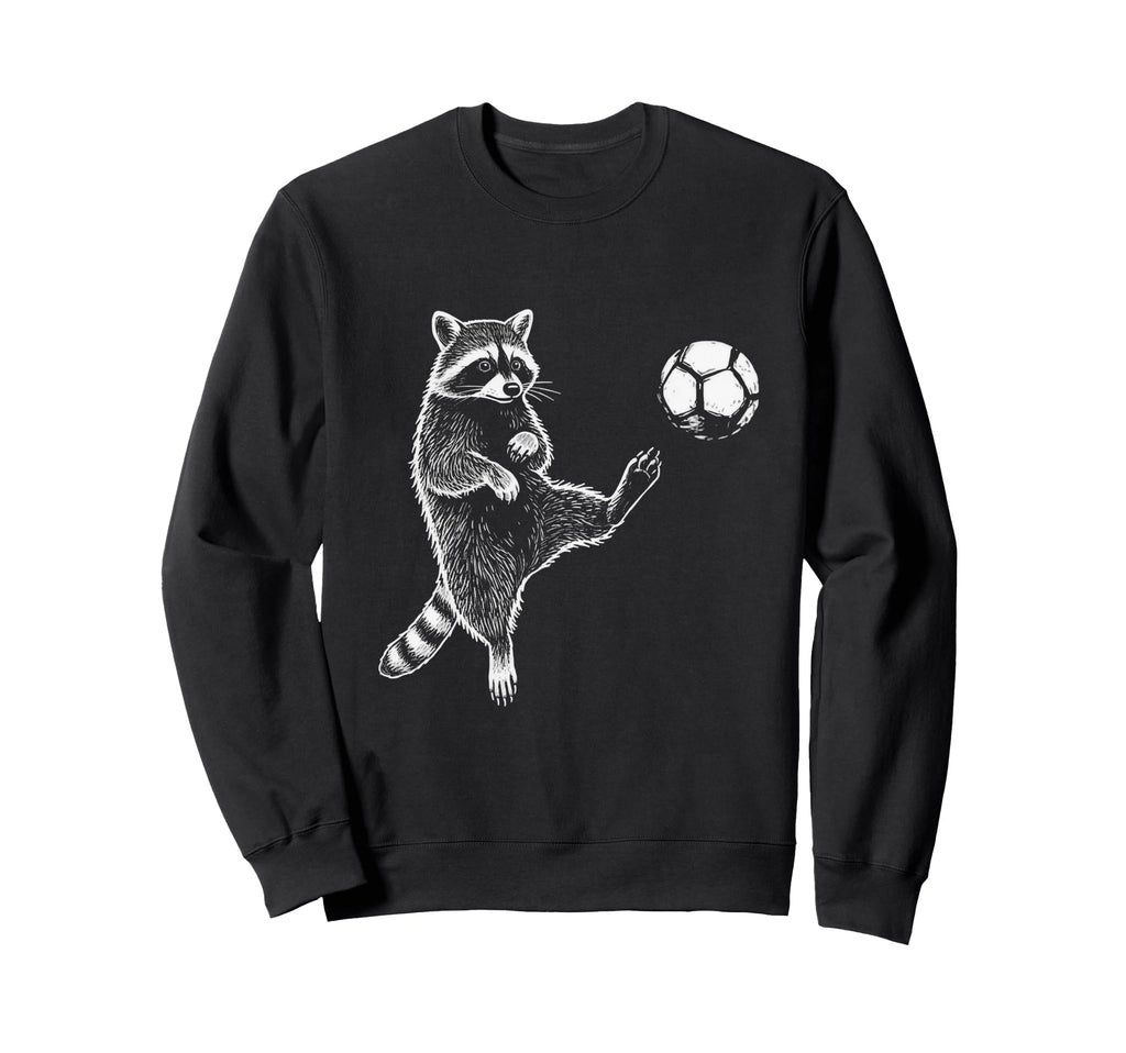 Funny Raccoon Soccer Balls Player Sweatshirt - Custom Art Print Men Women - T-Shirt, Sweatshirt, Hoodie