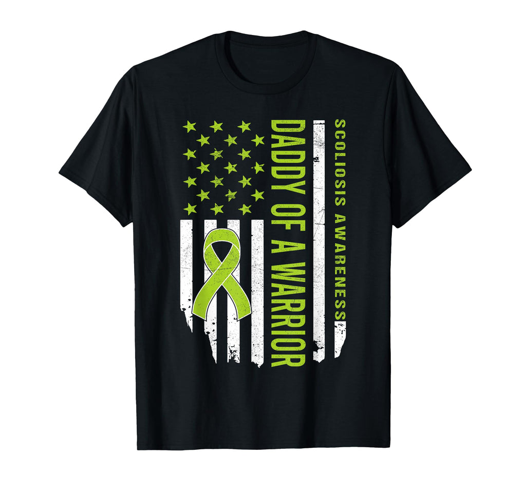 Dad Scoliosis Warrior Dad Us Flag T-Shirt - Novelty Apparel Unisex - T-Shirt, Sweatshirt, Hoodie