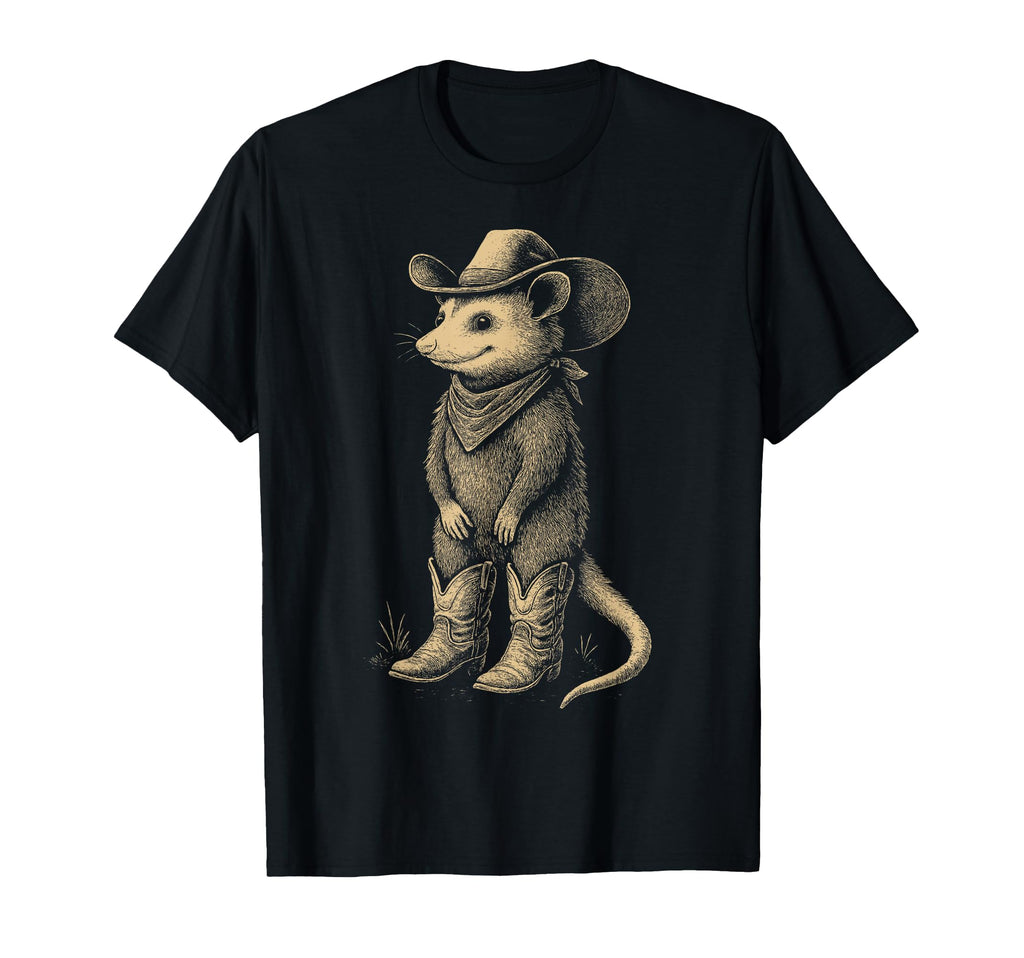 Opossum Wearing Cowboy Hat Funny Gifts T-Shirt - Trendy Graphic Men Women - T-Shirt, Sweatshirt, Hoodie