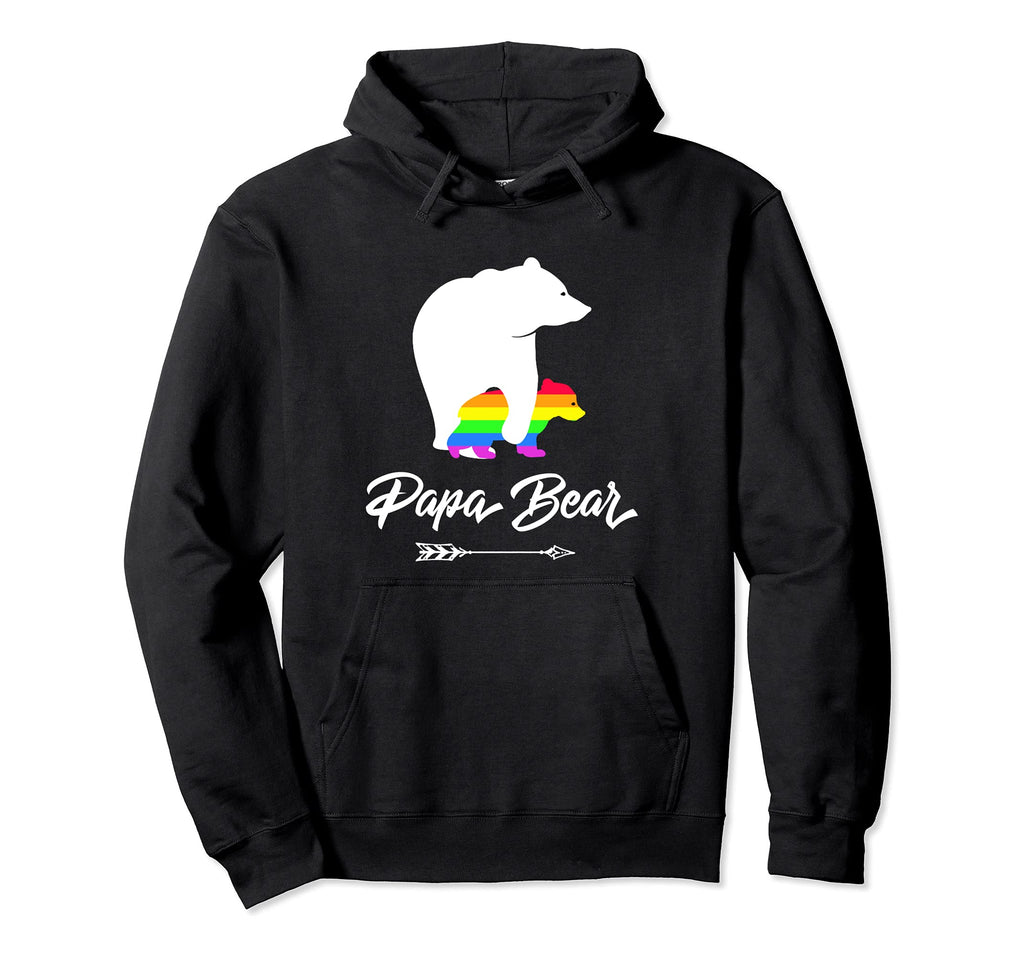 Papa Bear Lgbt Straight Ally Rainbow Hoodie - Fun Novelty Design Men Women - T-Shirt, Sweatshirt, Hoodie