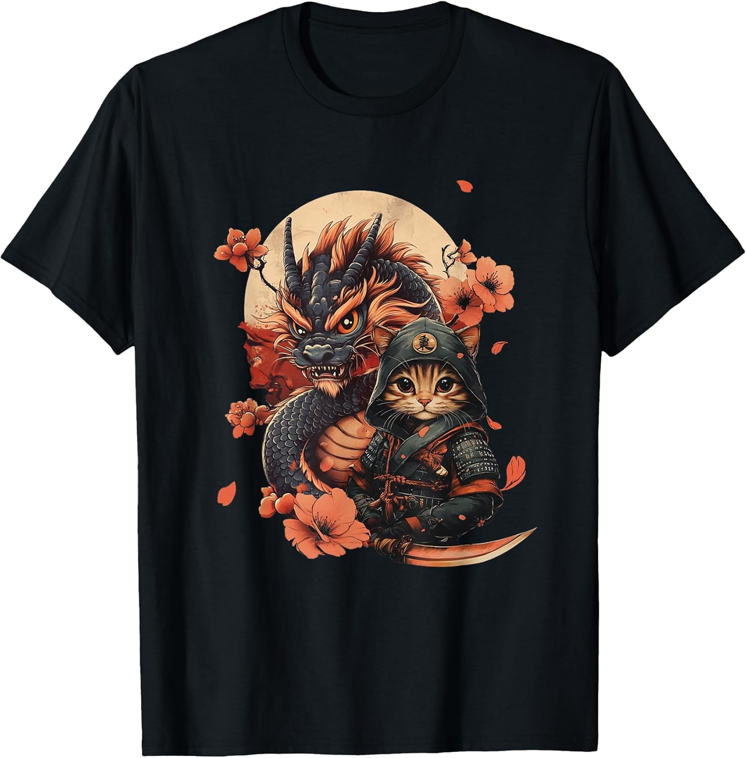Vintage Japanese Samurai Ninja Cat Tattoo Kawaii Men - Adult & Kids T-Shirts, Sweatshirts & Hoodies apparel design preview 1