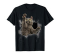 Grey Cat Torn Cloth Funny Gifts Cat T-Shirt - Trendy Graphic for Adults - T-Shirt, Sweatshirt, Hoodie