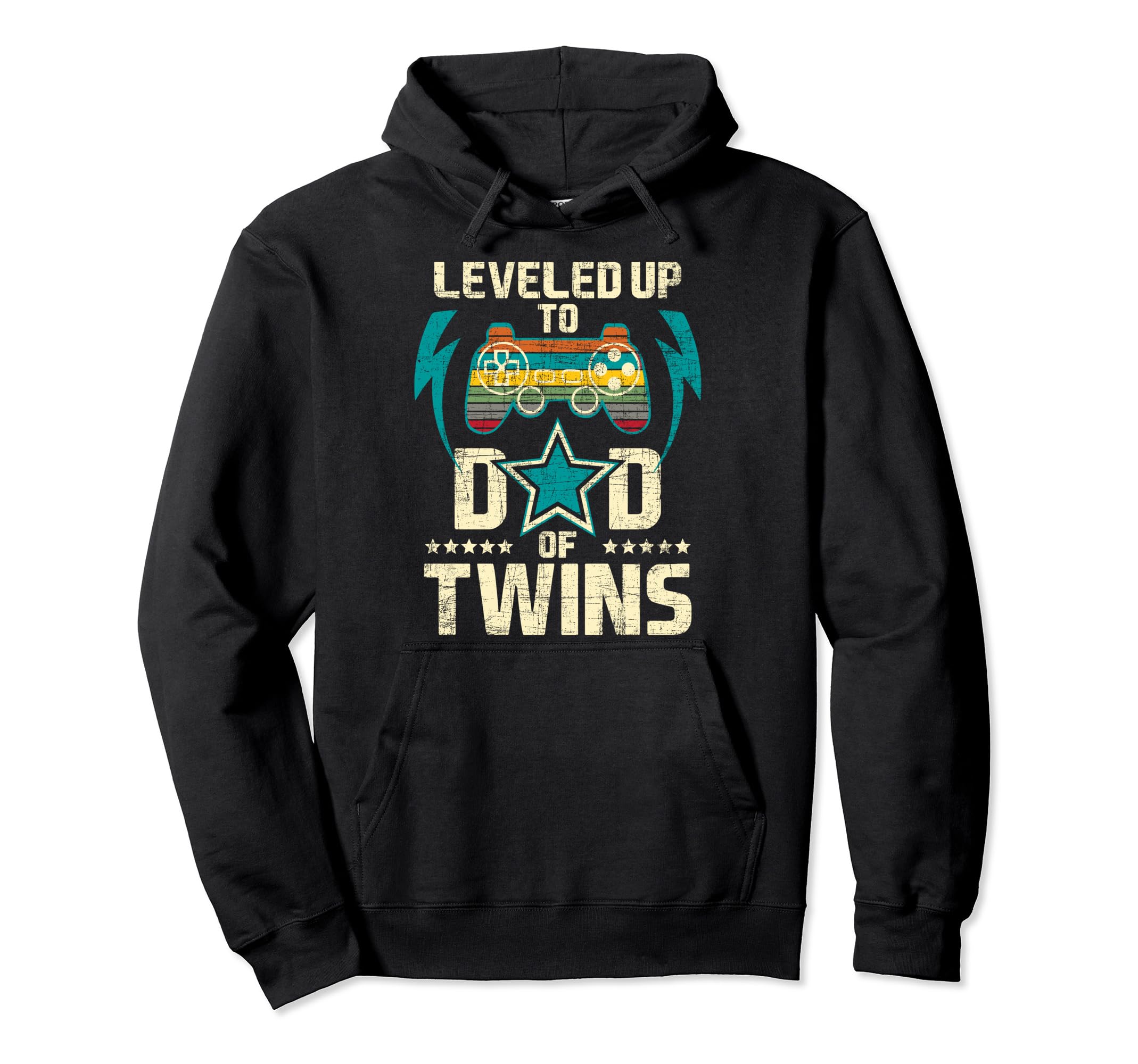 Leveled Up To Dad Twins Twin Dad Father Hoodie - Unique Graphic Unisex - T-Shirt, Sweatshirt, Hoodie