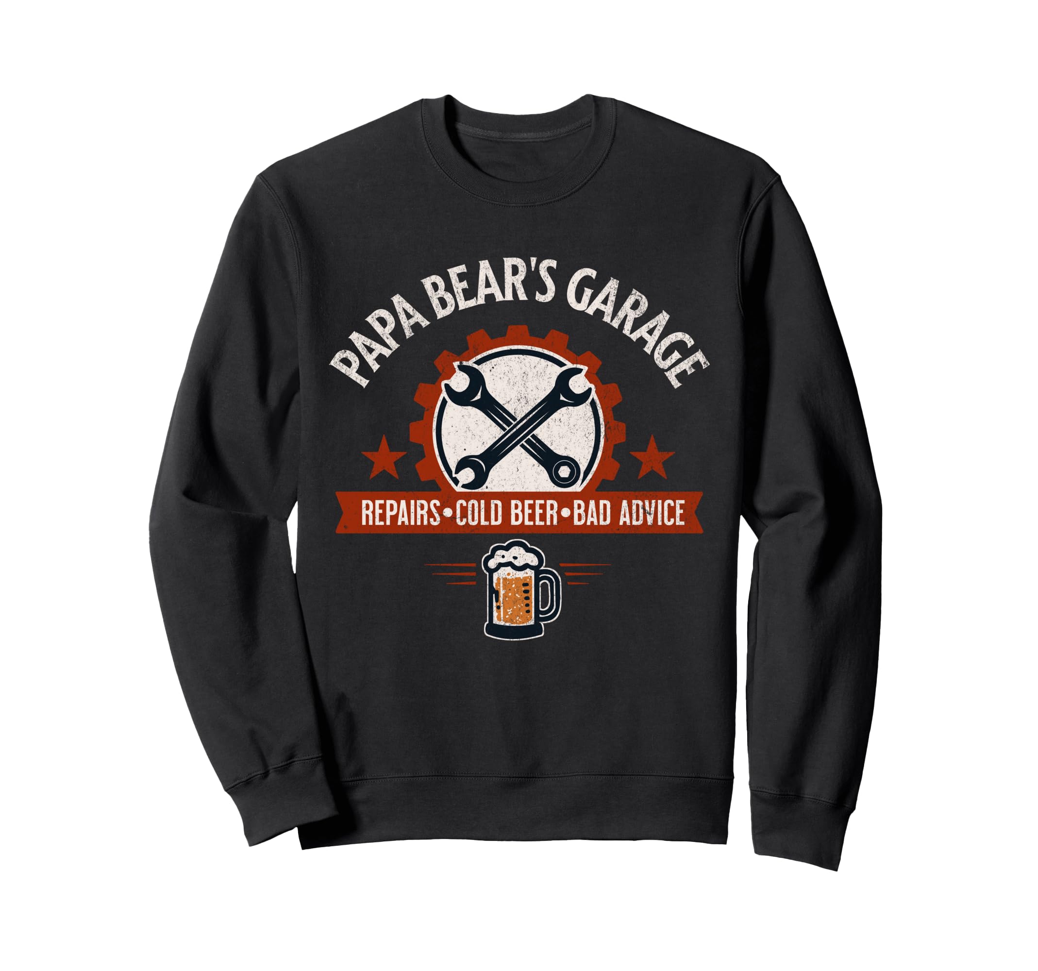 Papa Bears Garage Repairs Cold Beer Bad Sweatshirt - Unique Graphic Unisex - T-Shirt, Sweatshirt, Hoodie