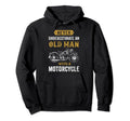 Distressed Motorcycle Old Grandpa Hoodie - Aesthetic Graphic Men Women - T-Shirt, Sweatshirt, Hoodie