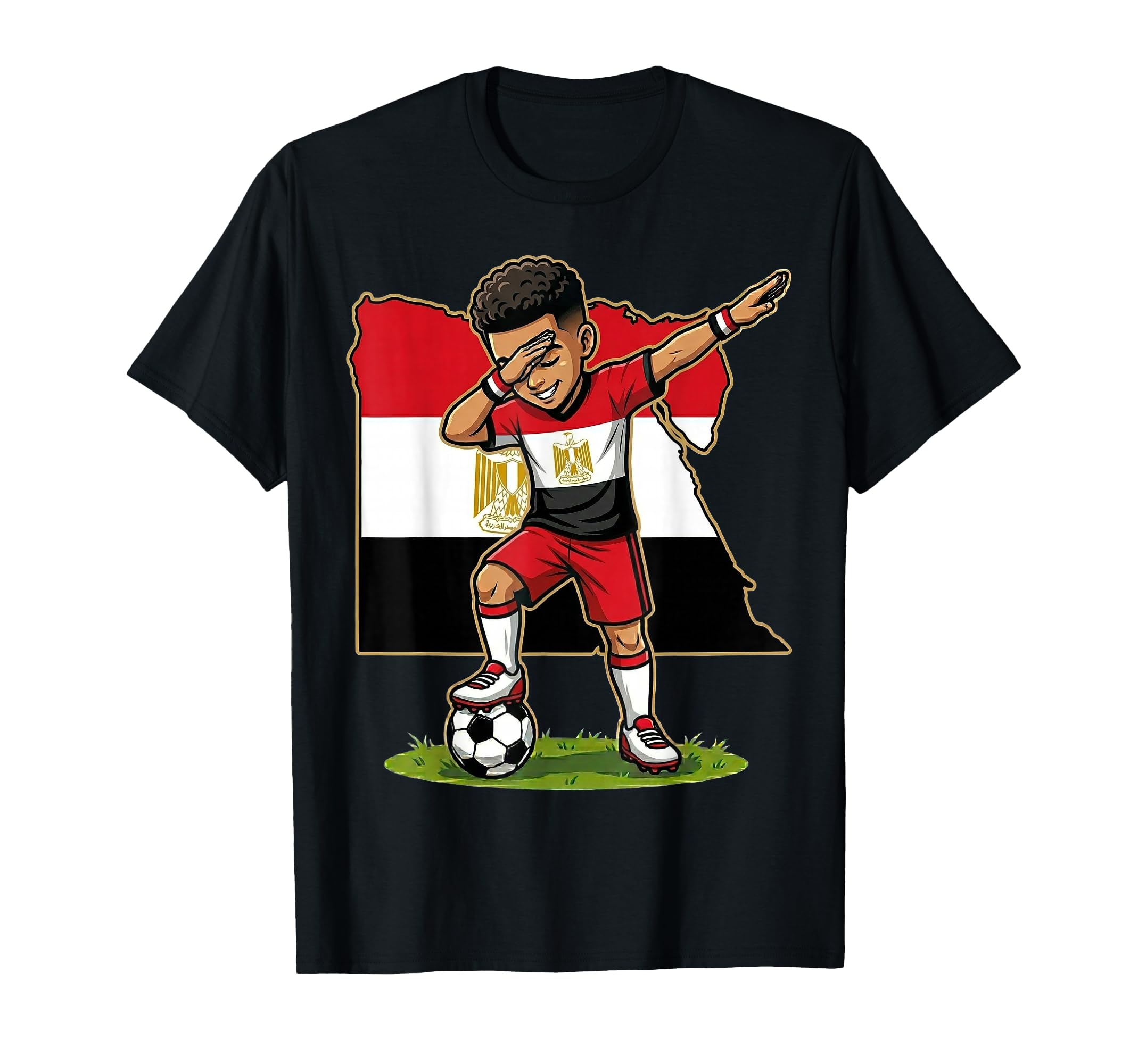 Dabbing Soccer Egypt Jersey T-Shirt - Aesthetic Graphic for Adults - T-Shirt, Sweatshirt, Hoodie