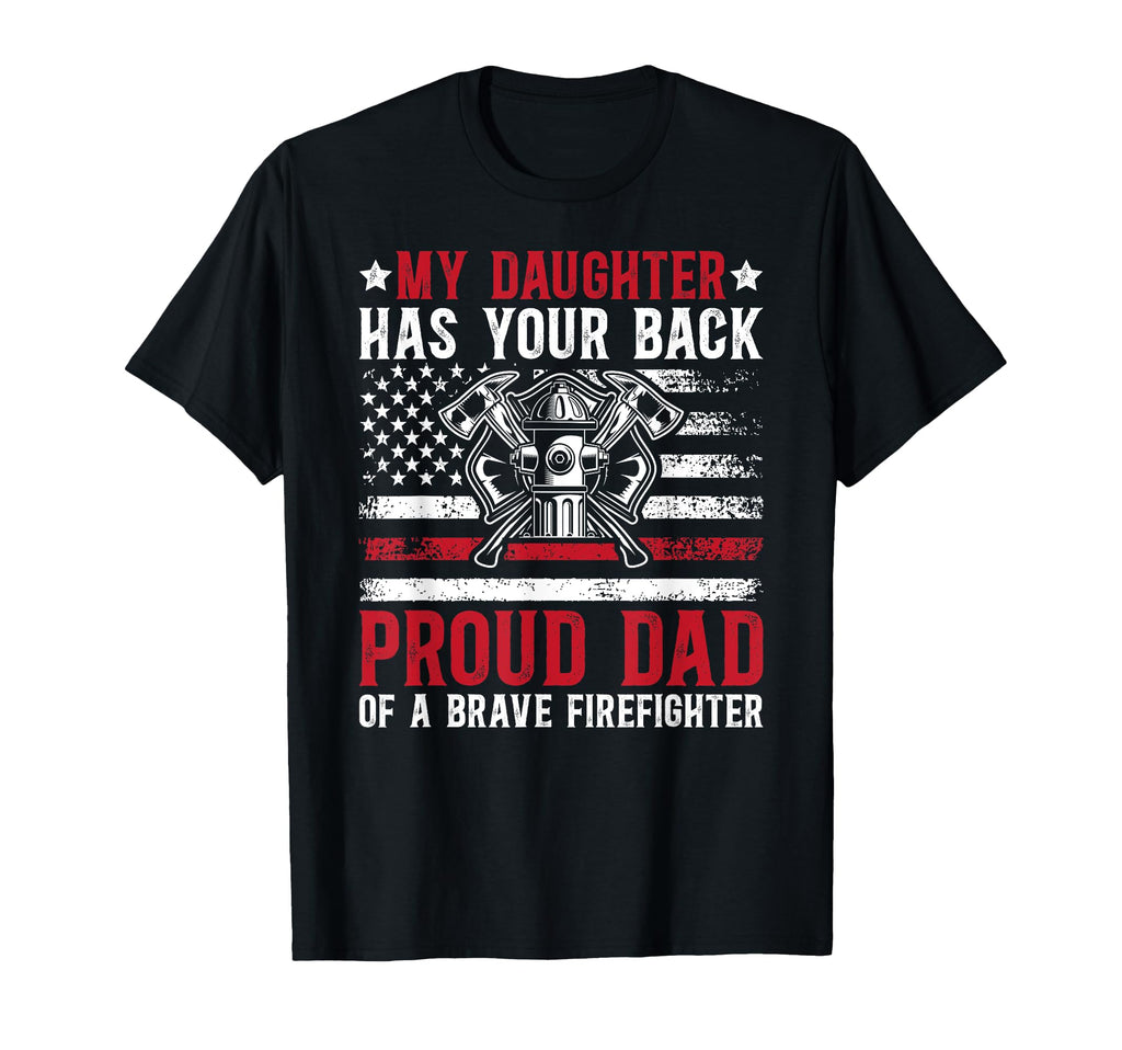 Proud Firefighter Dad Fireman Dad T-Shirt - Minimalist Print Unisex - T-Shirt, Sweatshirt, Hoodie