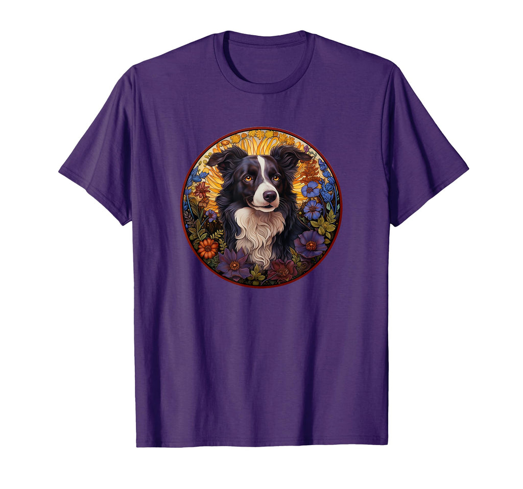 Womens Floral Flowers Border Collie T-Shirt - Unique Graphic Men Women - T-Shirt, Sweatshirt, Hoodie