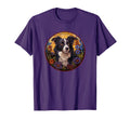 Womens Floral Flowers Border Collie T-Shirt - Unique Graphic Men Women - T-Shirt, Sweatshirt, Hoodie