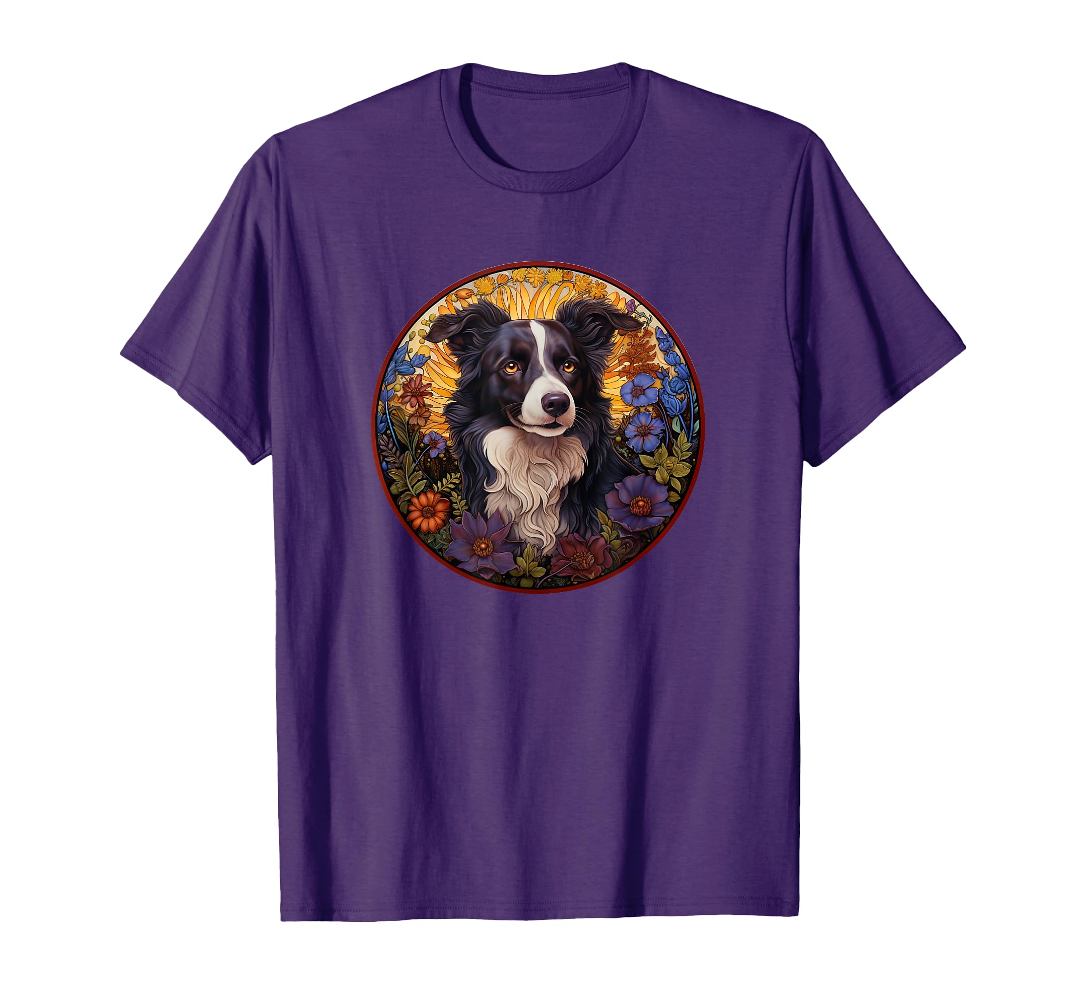 Womens Floral Flowers Border Collie T-Shirt - Unique Graphic Men Women - T-Shirt, Sweatshirt, Hoodie