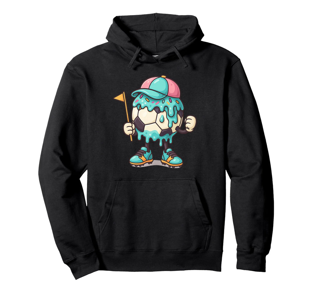Soccer Drip Ice Cream Dripping Soccer Hoodie - Graphic Print for Adults - T-Shirt, Sweatshirt, Hoodie